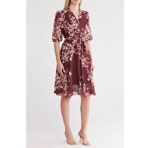 NWT Nanette Lepore Floral Burgundy Bohemian Dress sz 10